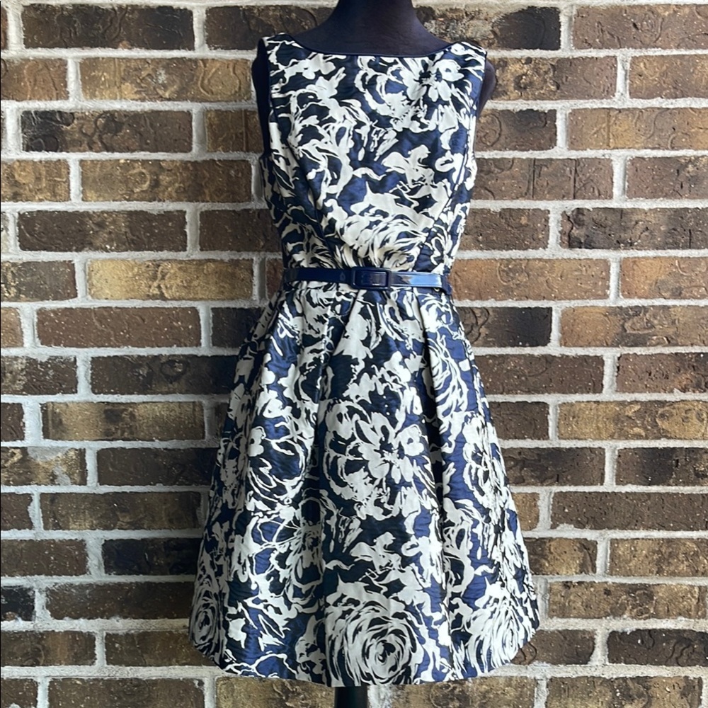 THEIA Elegant Navy and White Floral Summer Dress Launch Day Collection